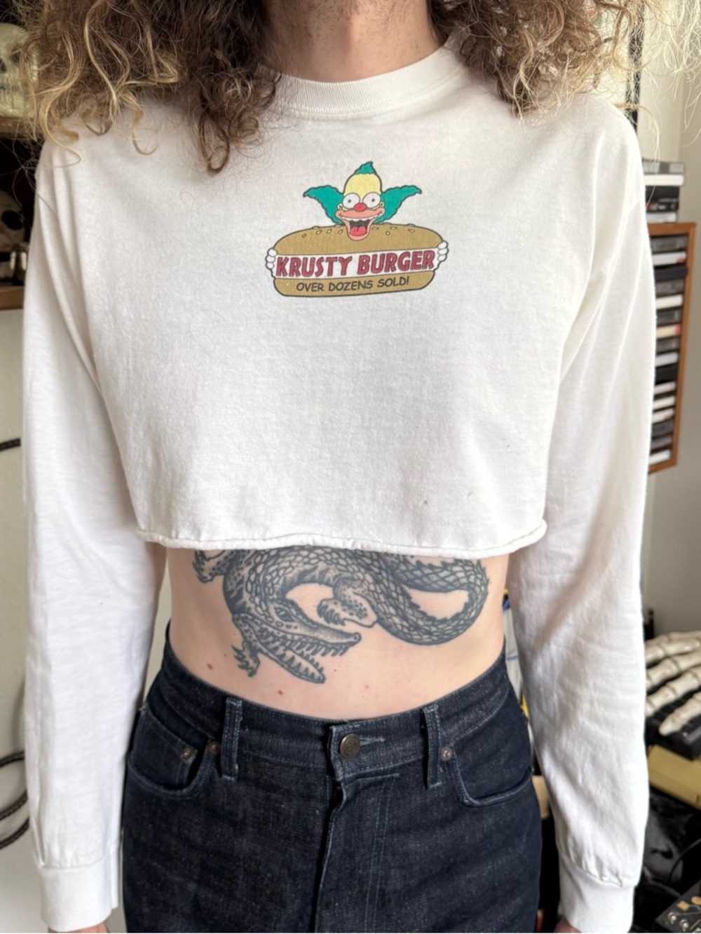 The Simpsons Cropped Krusty Burger Graphic L/S Tee ~ Size Medium